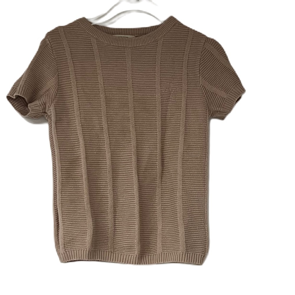 River island mini girls pink shortsleeve ribbed lightweight sweater top size 2-3